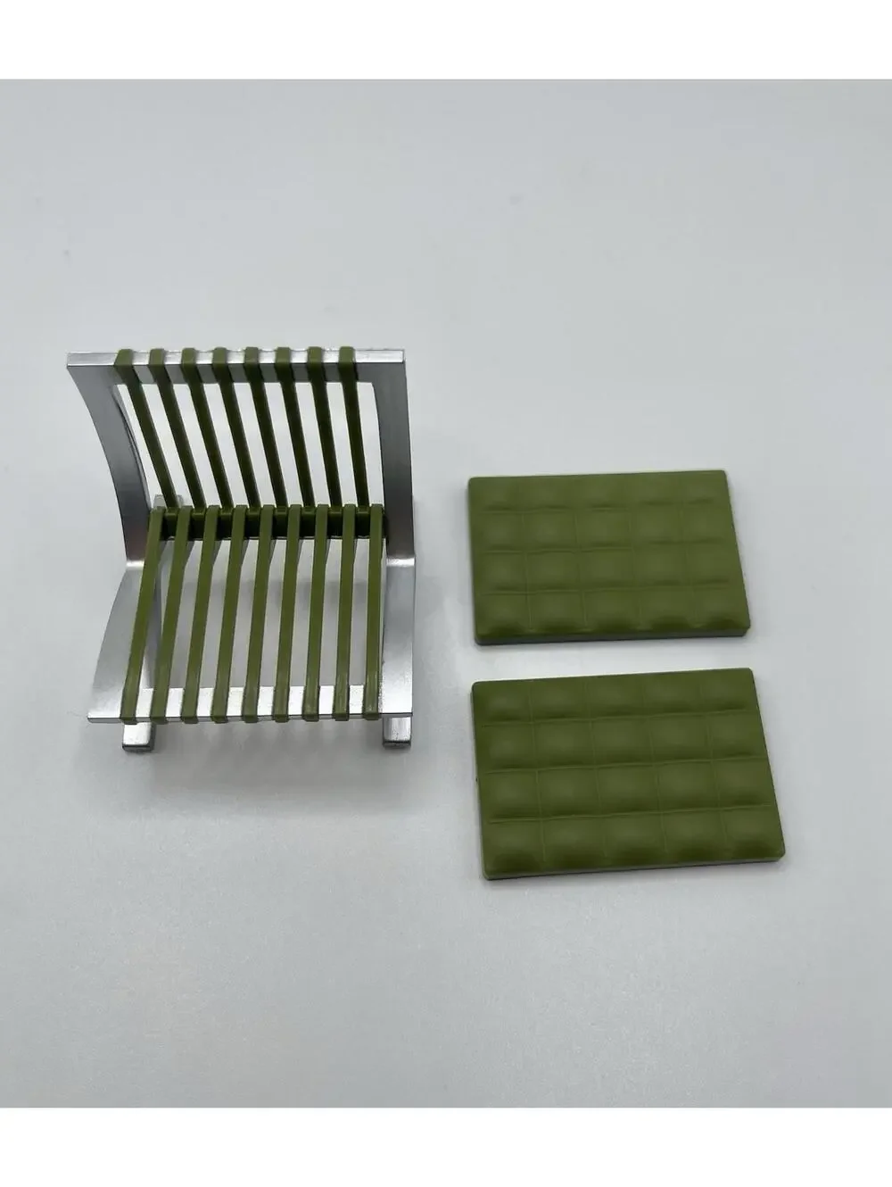 1:24 Scale Miniature Green MCM Barcelona Chair, Tiny Dollhouse Furniture